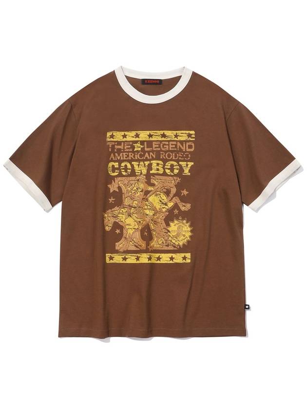 COWBOY STAR RINGER T SHIRT BROWN - KEEMHII - BALAAN 1