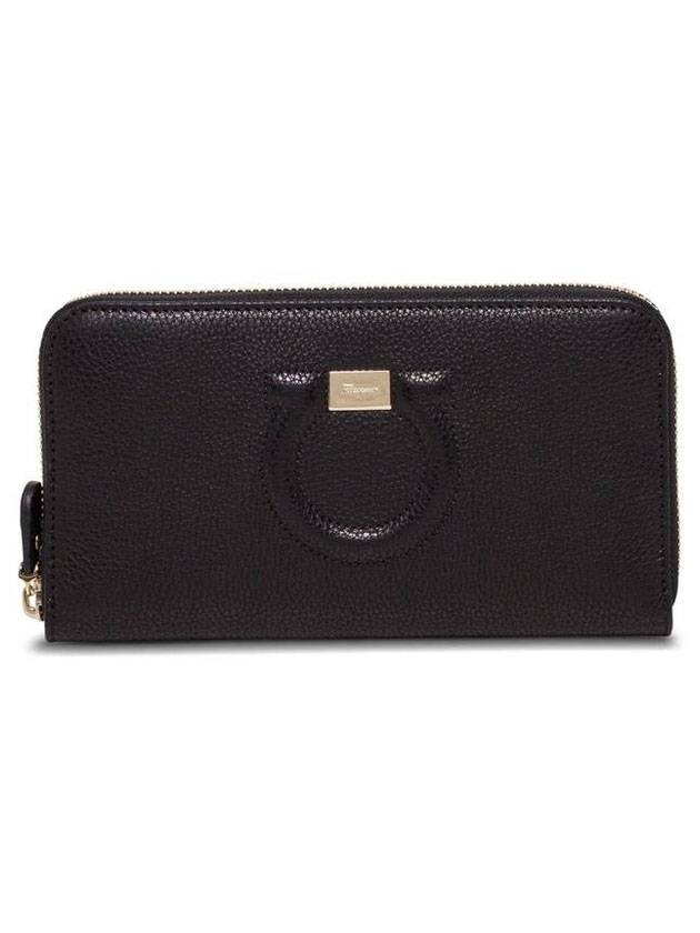 Gancini Around Zip Long Wallet Black - SALVATORE FERRAGAMO - BALAAN 1