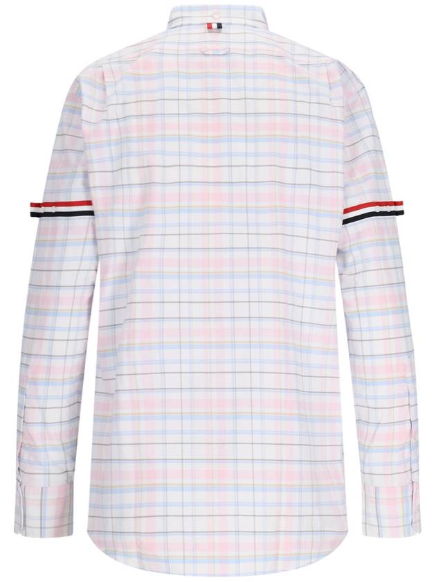 Men's Plaid Three Stripes Armband Oxford Long Sleeve Shirt Light Pink - THOM BROWNE - BALAAN 3