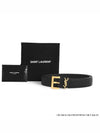 Men's Monogram Grain Leather Belt Gold - SAINT LAURENT - BALAAN 4