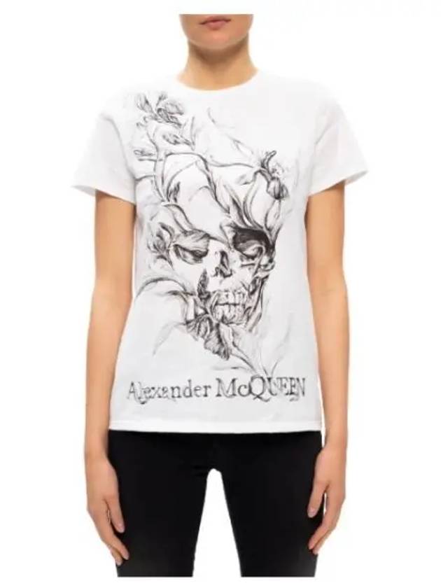 Women's Graphic Short Sleeve T-Shirt White - ALEXANDER MCQUEEN - BALAAN 2