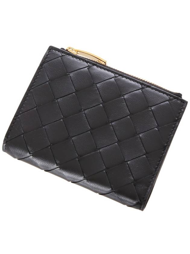 Intrecciato Small Leather Half Wallet Black - BOTTEGA VENETA - BALAAN 6