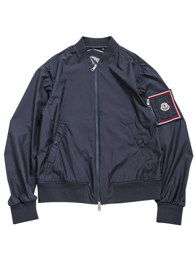 Men's Bharani Logo Patch Bomber Jacket Navy - MONCLER - BALAAN 2