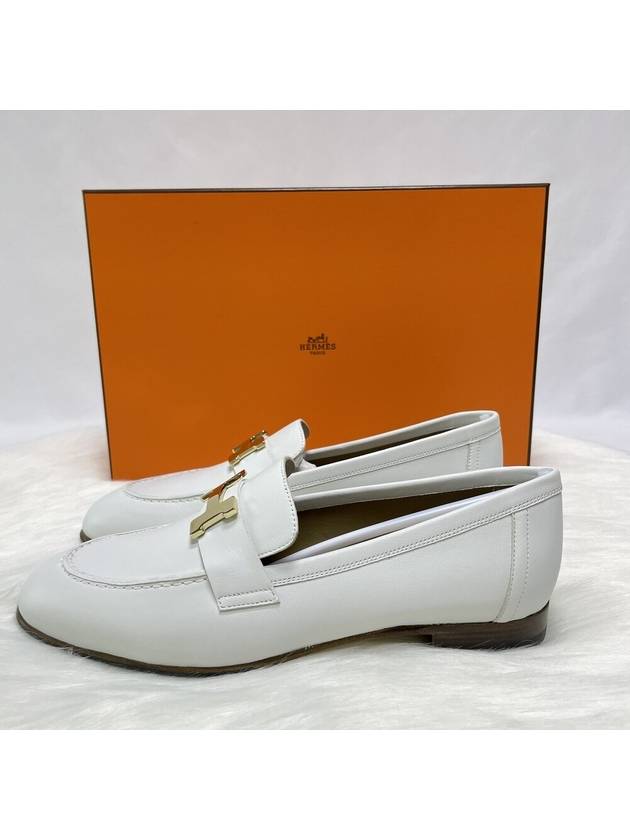 gold logo Paris loafers Blanc - HERMES - BALAAN 5