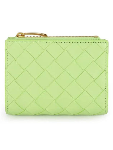 Intrecciato Zipper Small Half Wallet Green - BOTTEGA VENETA - BALAAN 1