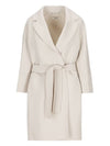 Women's Arona Belt Virgin Wool Single Coat Ecru - S MAX MARA - BALAAN 1