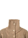 Turtleneck Cropped Knit Cardigan Beige - HIGH SCHOOL DISCO - BALAAN 5