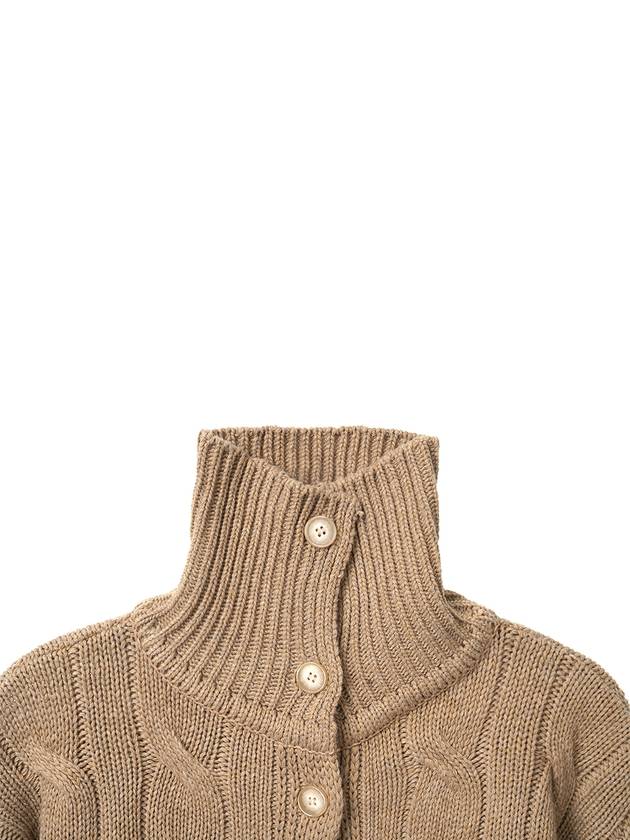 Turtleneck Cropped Knit Cardigan Beige - HIGH SCHOOL DISCO - BALAAN 5