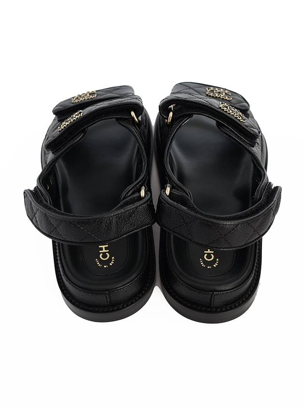 Women's CC Logo Velcro Sandals Gold Black - CHANEL - BALAAN 5