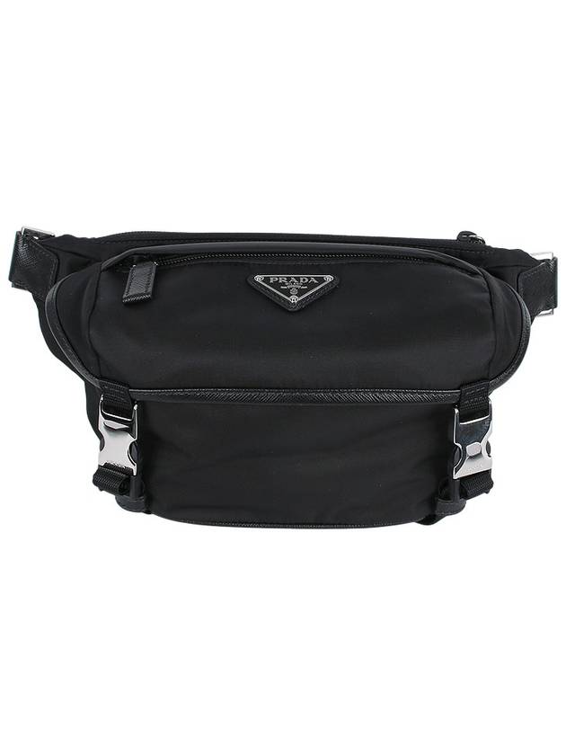 Re-Nylon Saffiano Leather Shoulder Bag Black - PRADA - BALAAN 3