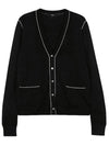 Women's Washable Silk V-Neck Cardigan Black - THEORY - BALAAN 1