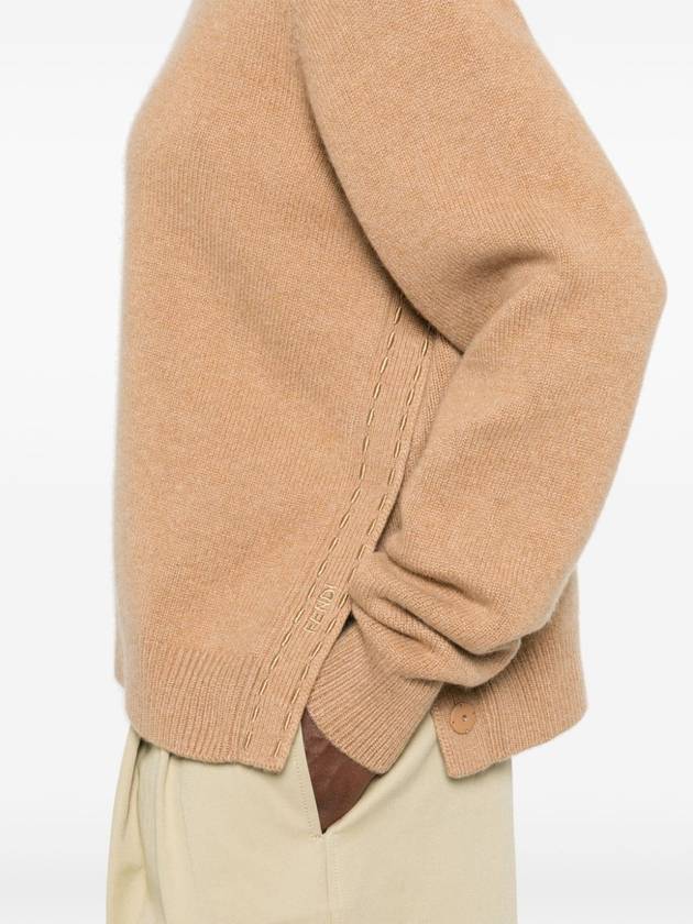 Pullover Cashmere Turtleneck Beige - FENDI - BALAAN 3