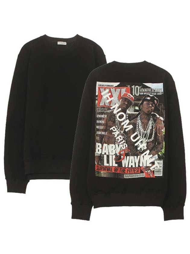 19FW NUW19273 009 Lil Wayne Printing Crew Neck Black Men's Sweatshirt TR - IH NOM UH NIT - BALAAN 1