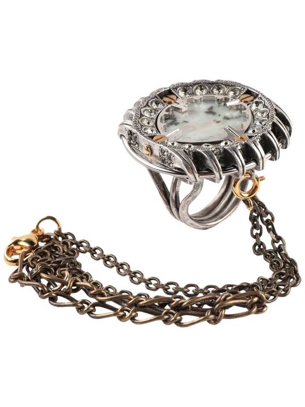 Silver Tone Crystal Cocktail Ring Bracelet - LANVIN - BALAAN 5