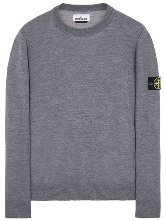 Logo Patch Round Neck Knit Top Grey - STONE ISLAND - BALAAN 2