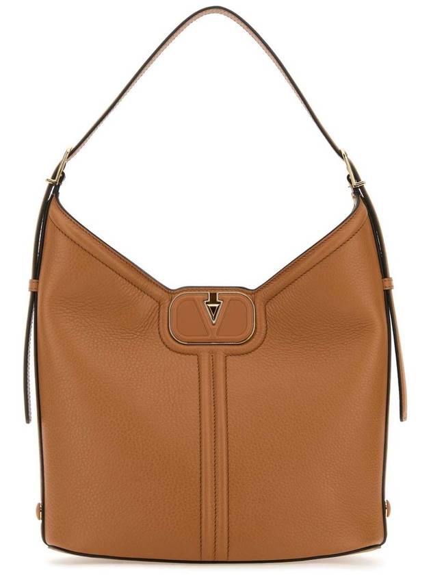 V logo leather hobo shoulder bag almond - VALENTINO - BALAAN 2