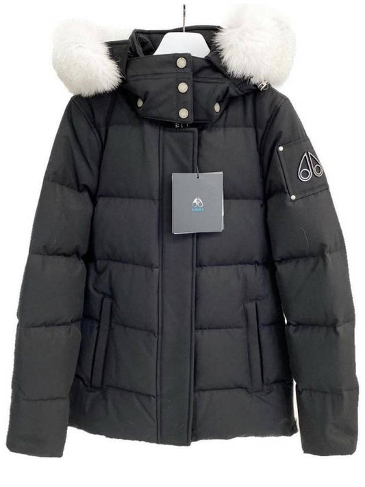 Women's Astoria Down Jacket White Fur Black - MOOSE KNUCKLES - BALAAN 2