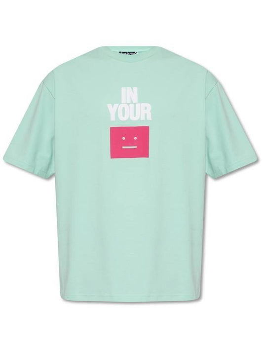 In Your Face Short Sleeve T-Shirt Soft Green - ACNE STUDIOS - BALAAN 1