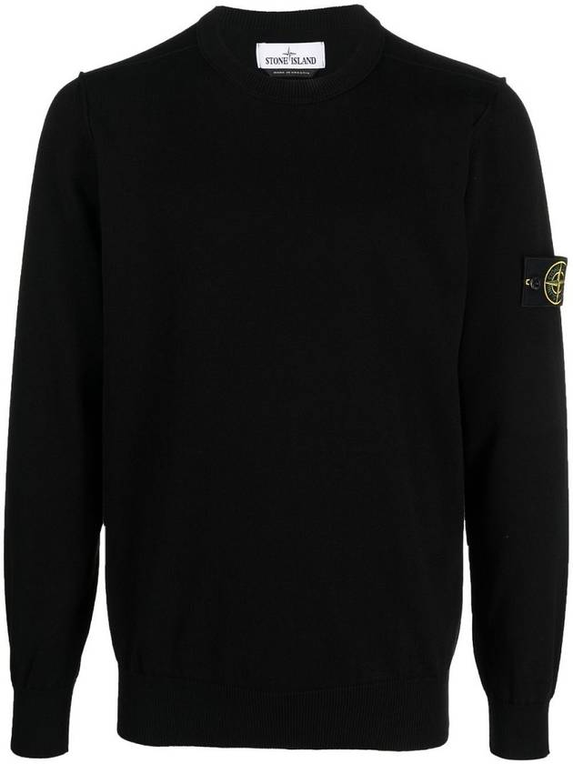 Logo Patch Knit Top Black - STONE ISLAND - BALAAN 2