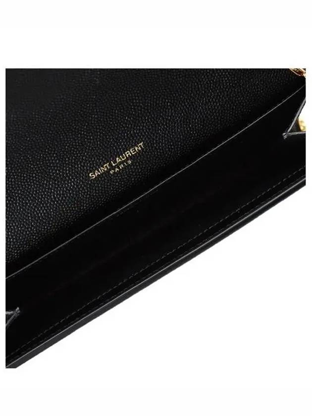 Monogram Uptown Chain Embossed Leather Long Wallet Black - SAINT LAURENT - BALAAN 6