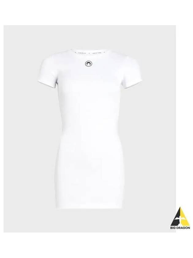 WOMEN ORGANIC COTTON 1X1 RIB T SHIRT DRESS white - MARINE SERRE - BALAAN 1