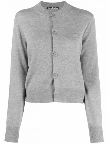 Face Patch Crop Cardigan Grey - ACNE STUDIOS - BALAAN.