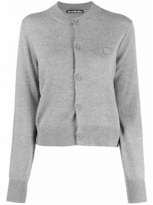 Face Patch Crop Cardigan Grey - ACNE STUDIOS - BALAAN.