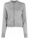 Face Patch Crop Cardigan Grey - ACNE STUDIOS - BALAAN 1