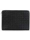 Intrecciato Calfskin Clutch Bag Black - BOTTEGA VENETA - BALAAN.