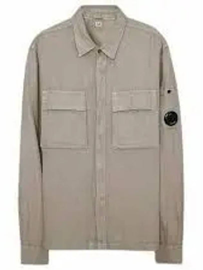 Broken Cotton Linen Lens Button Long-Sleeve Shirt Beige - CP COMPANY - BALAAN 2