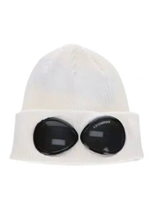 Goggle Detail Ribbed Beanie White - CP COMPANY - BALAAN 2