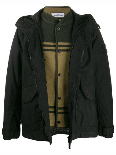 Wappen Patch Reflective Weave Ripstop TC Hooded Jacket Black - STONE ISLAND - BALAAN 1