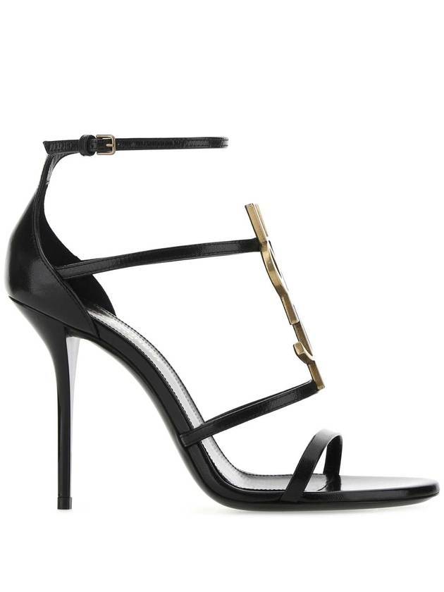 Women's Cassandra Logo Sandals Heel Black - SAINT LAURENT - BALAAN.