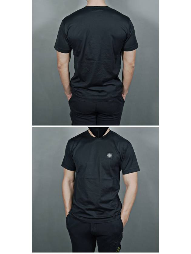 Logo Patch Cotton Short Sleeve T-Shirt Black - STONE ISLAND - BALAAN 8