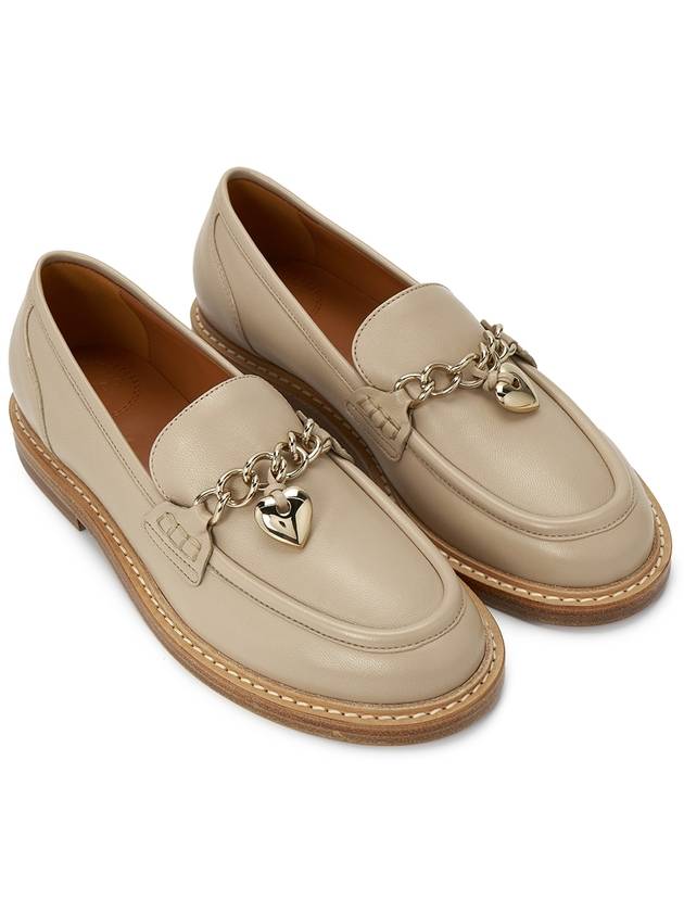 Ninna Chain Leather Loafers Beige - CHLOE - BALAAN.