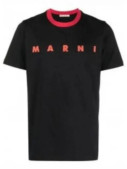 Logo Print Cotton Short Sleeve T-Shirt Black - MARNI - BALAAN 2