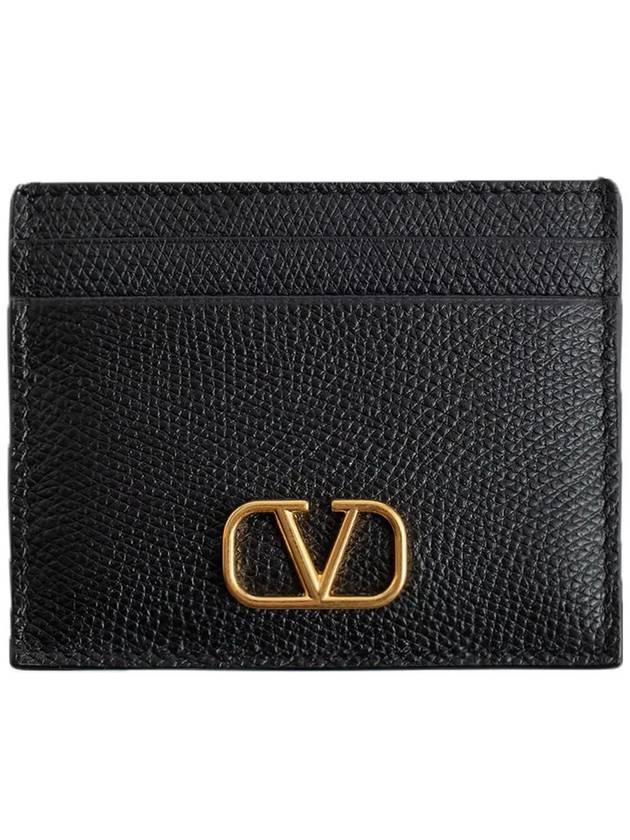 V Logo Signature Card Wallet Black - VALENTINO - BALAAN 3