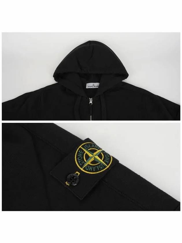 Logo Patch Cotton Zip Up Hoodie Balck - STONE ISLAND - BALAAN 6