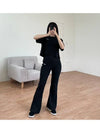 High Waist Rib Jersey Track Pants Black - NIKE - BALAAN 6