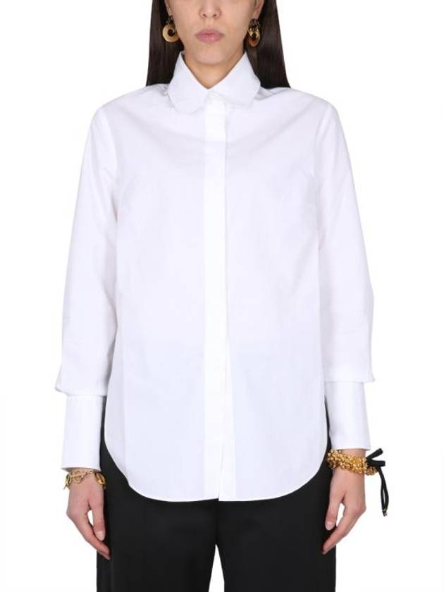 Embroidery Logo Detail Cotton Blouse White - PATOU - BALAAN 2