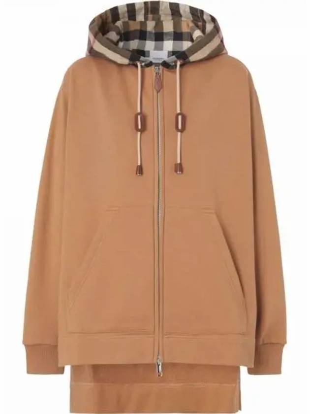 Cotton Check Zip-Up Hoodie Camel - BURBERRY - BALAAN 2