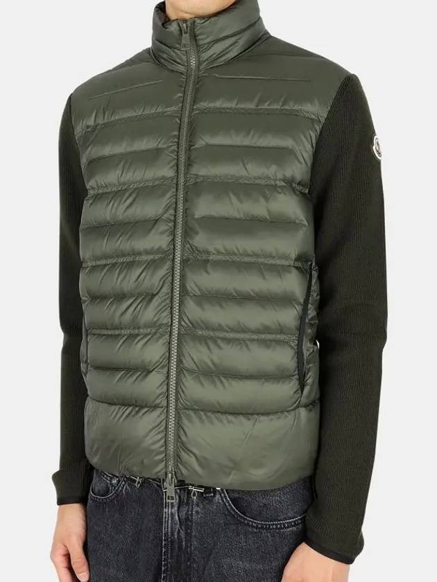 Tricot Knit Wool Padded Cardigan Army Green - MONCLER - BALAAN 2