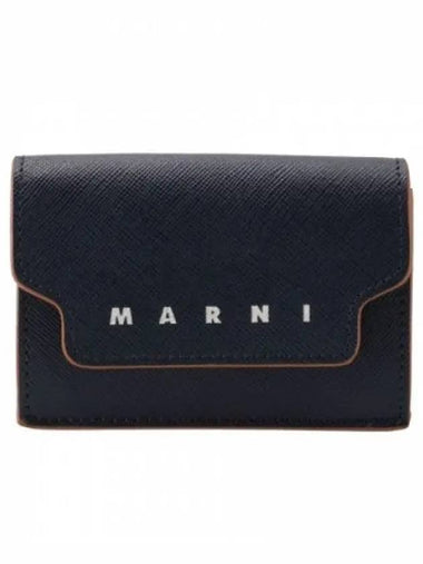 Big logo tri fold wallet blue black PFMO0125U0LV520Z571M 1324096 - MARNI - BALAAN 1