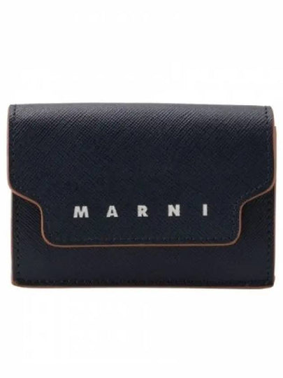 Big Logo Tri-Fold Half Wallet Blue Black - MARNI - BALAAN 2