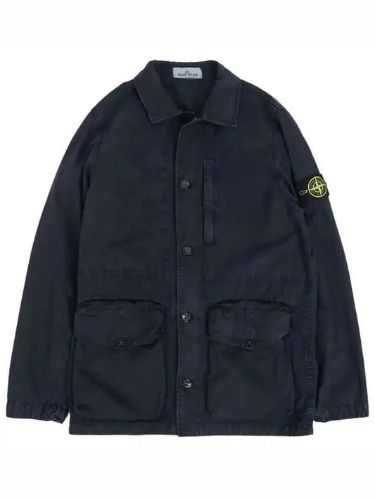 Waffen Patch Brushed Cotton Old Effect Jacket Navy - STONE ISLAND - BALAAN.