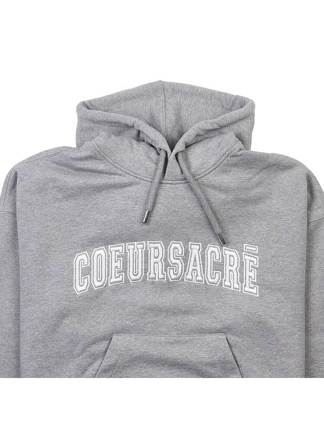 Coeur Sacre Embroidered Lettering Logo Hoodie Grey - AMI - BALAAN 4