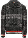 Donegal Tartan Stripe V-Neck Cardigan Grey - THOM BROWNE - BALAAN 4