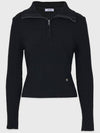 women's deft wool cash half zip-up knit top black - MICANE - BALAAN 9