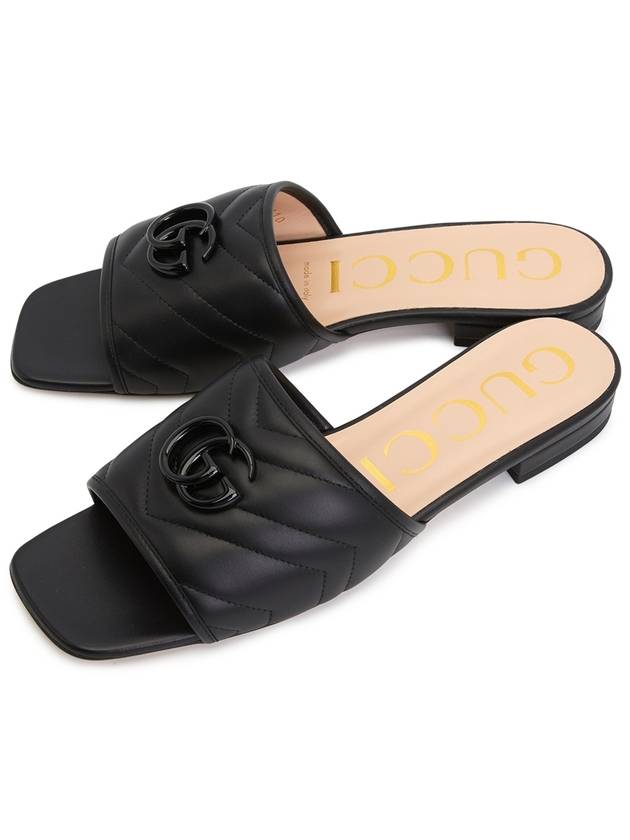 Double G Leather Slide Slippers Black - GUCCI - BALAAN 1