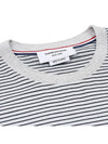 Striped Pocket Cotton Oversized Short Sleeve T-Shirt Blue - THOM BROWNE - BALAAN 6